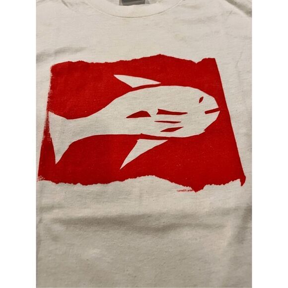 Vintage Rare HANES FISH  LOGO single stitch T-shirt size L made in USA - Picture 5 of 9